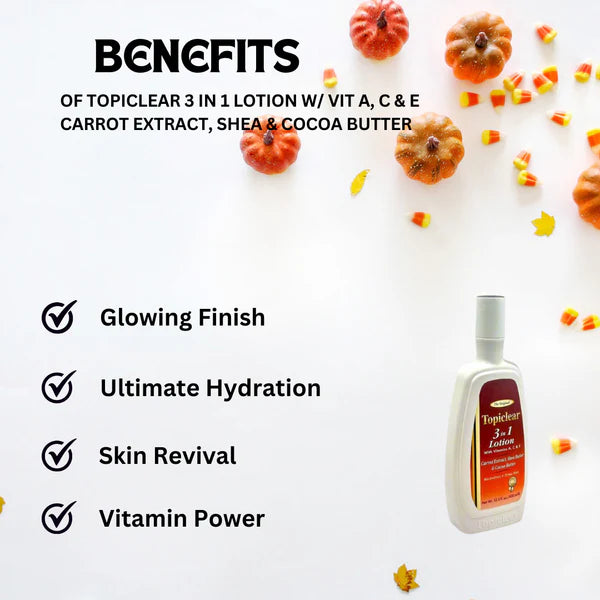 Topiclear 3 in 1 Lotion w/ Vit A, C & E Carrot Extract, Shea & Cocoa Butter 400 ml
