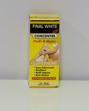 FINAL WHITE (CEMAC / Lemon / Yellow Color) Feet & Hands CONCENTRE 2 oz / 60ml RoyalGlow Organics