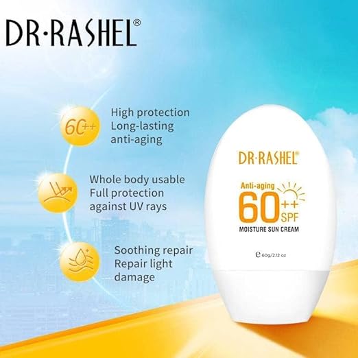 Dr Rashel Anti Aging 60++ SPF Moisture Sun Cream, Size 60g, 2.12 Oz (Pack Of 1)