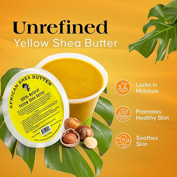 RA Cosmetics 100% Pure African Shea Butter, Golden - Unrefined, Raw African Luxury Moisture Miracle for Radiant Skin and Luscious Hair -BIG 16 oz Jar