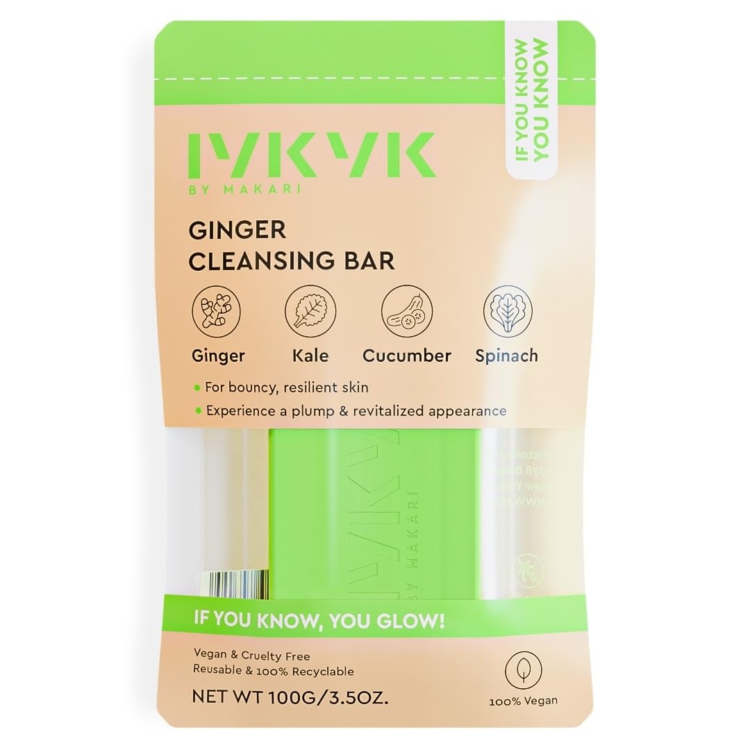 IYKYK By Makari Ginger Cleansing Bar – Moisturizing Bar Soap for Face with Ginger, Kale, Cucumber & Spinach – Gentle Facial Soap with Shea Butter