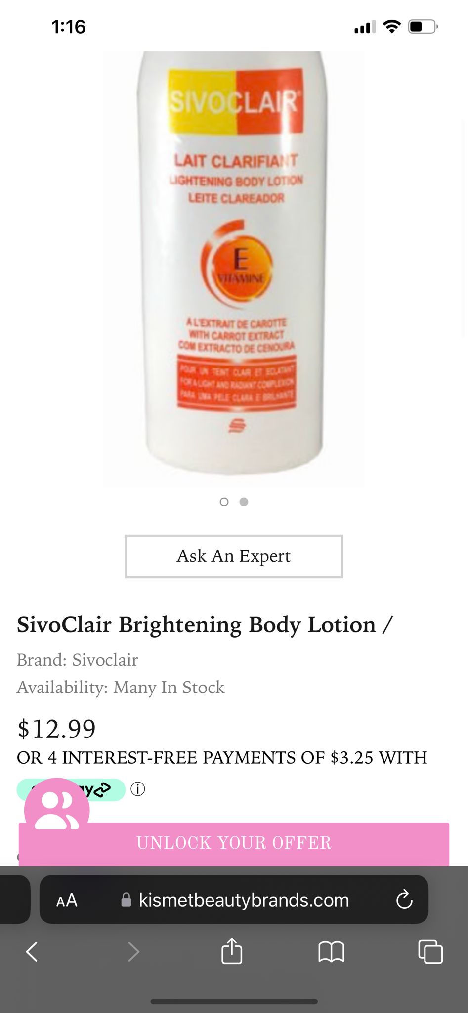 Sivo Clair Lightening Body lotion 250ml
