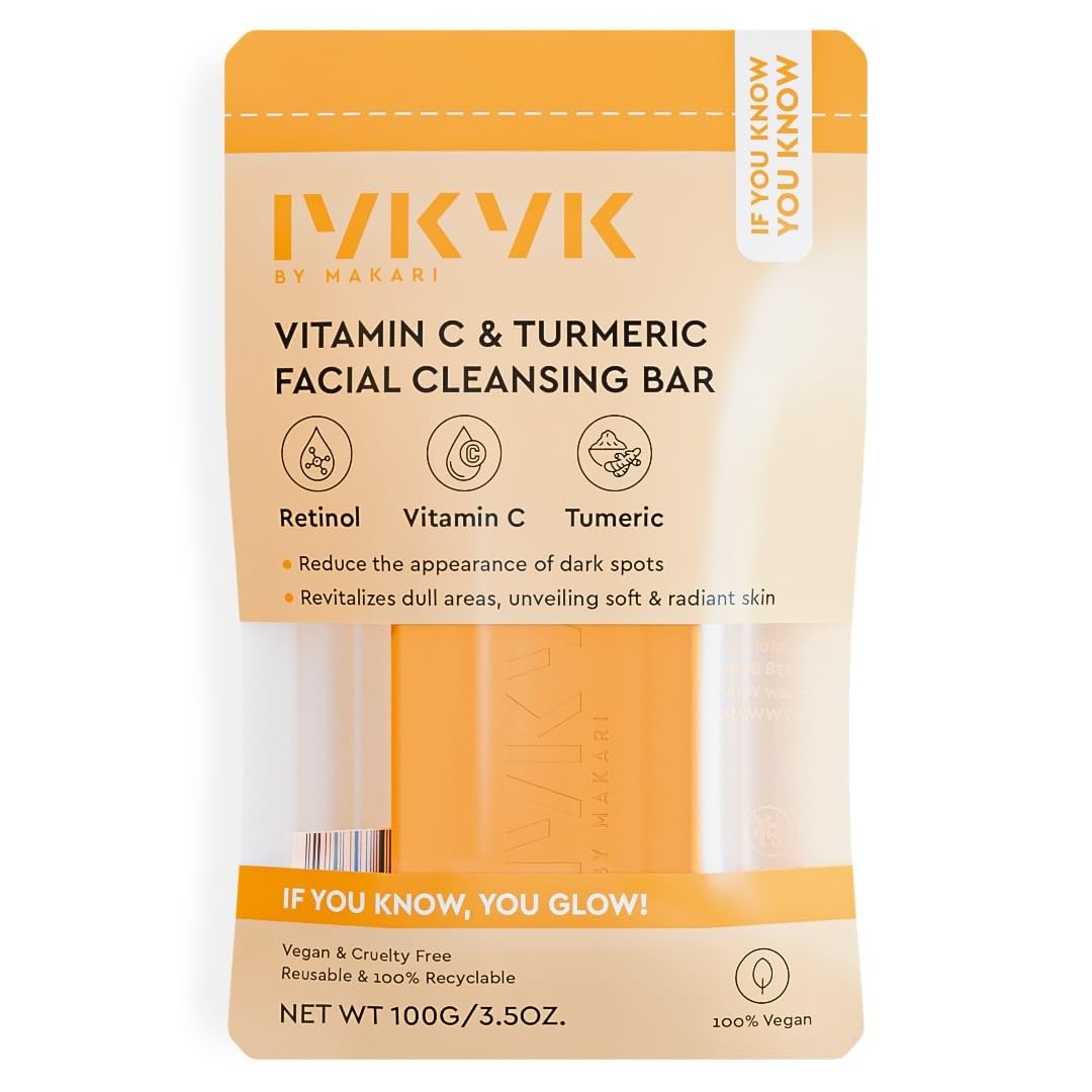 IYKYK By Makari Vitamin C & Turmeric Facial Cleansing Bar – Reduces the Appearance of Dark Spots, Moisturizing Face Wash & Fragrance-Free with Shea
