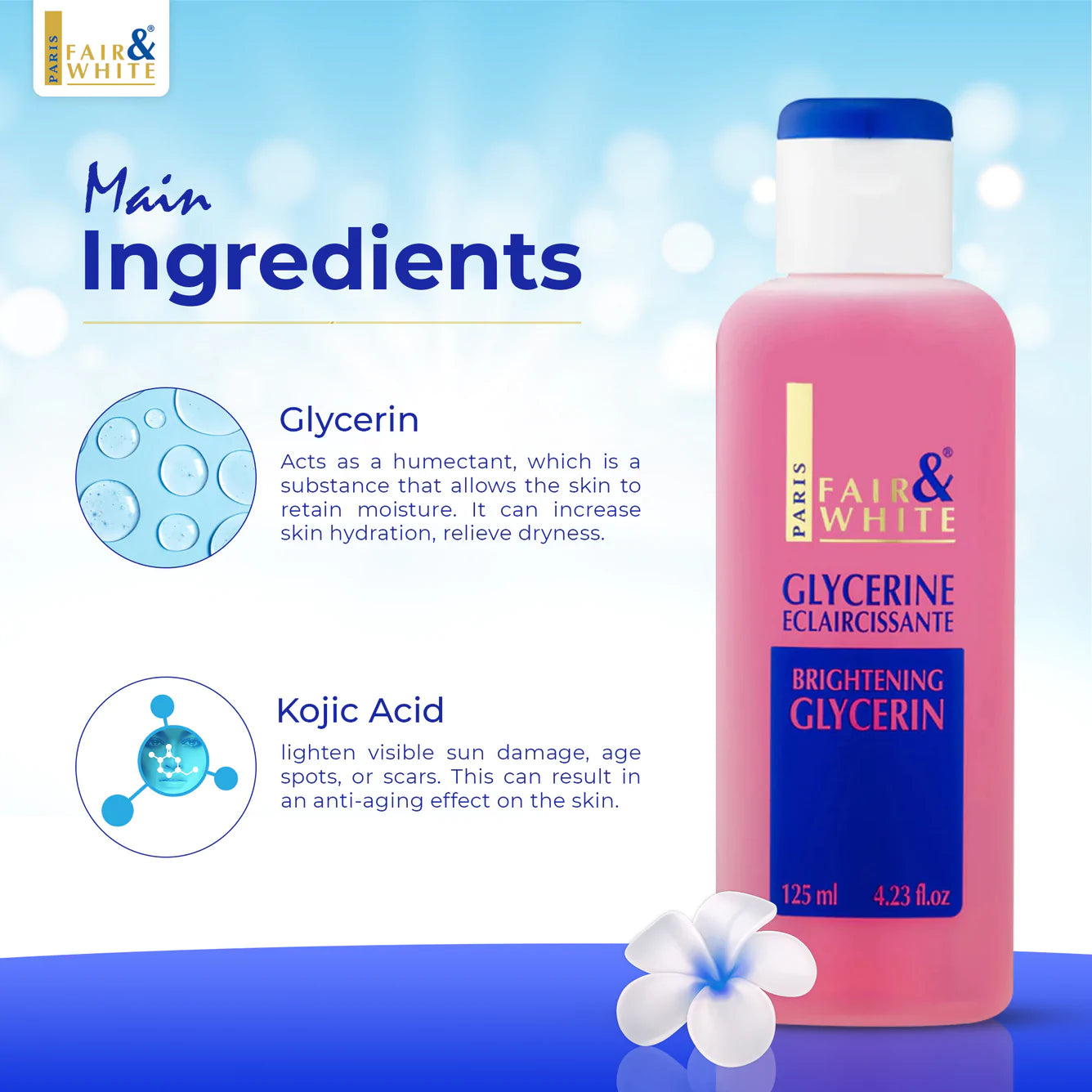 Fair & White Glycerin (Pink) Skin Lightening 4.23 oz / 125 g