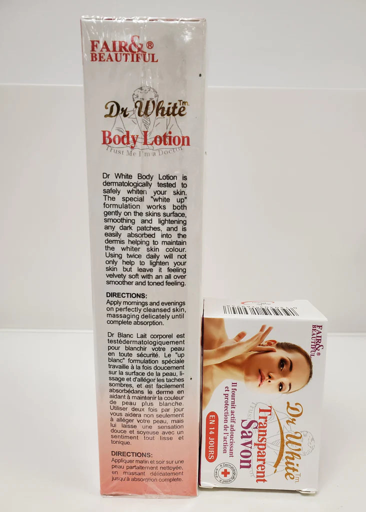 FAIR & BEAUTIFUL DR WHITE WHITENING BODY CREAM+ SOAP RoyalGlow Organics