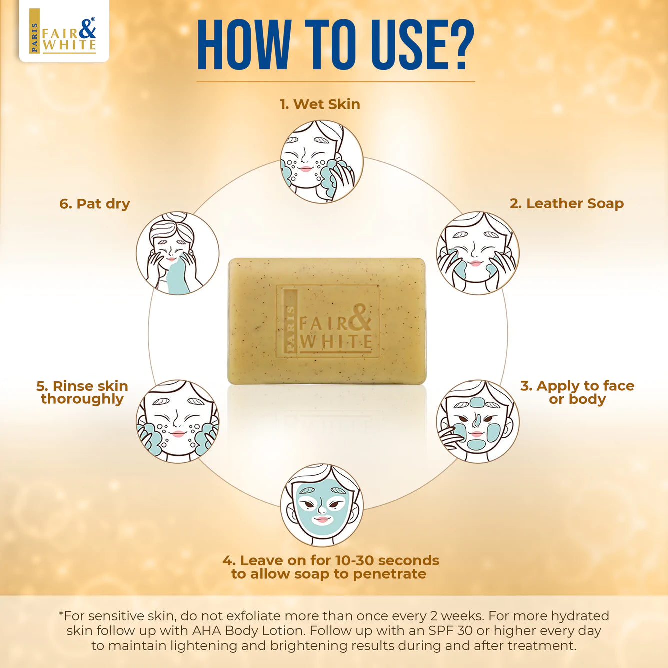 Fair & White Savon AHA-2 Exfoliating and Brightening Soap 7 oz / 200 gr FAIR & WHITE ORIGINAL