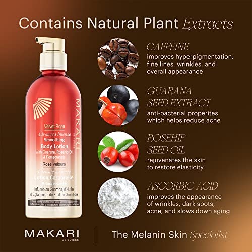 Makari Velvet Rose Smoothing Advance Intense Body Lotion 16.8oz/500ml Makari