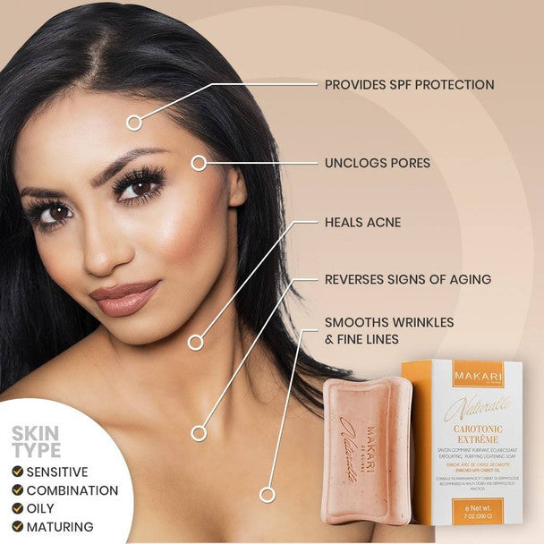 Makari Intense Exfoliating Lightening Soap SPF15 with Shea Butter 7oz / 200g Makari