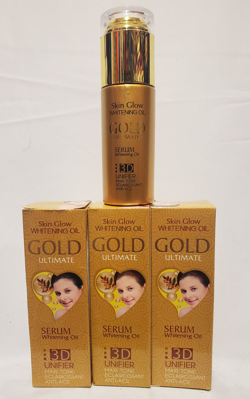 SKIN GLOW WHITENING OIL GOLD ULTIMA SERUM 3D UNIFIER RoyalGlow Organics