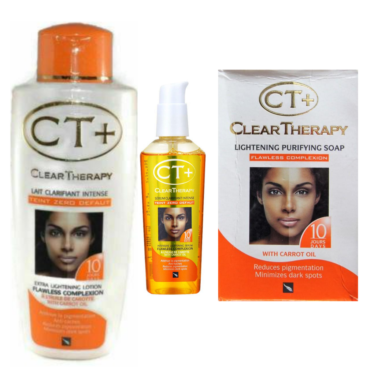 CT+ Clear Therapy Extra Lightening Lotion + Soap+ Serum With Carrot Oil (3 Pack) CT+ Clear Therapy