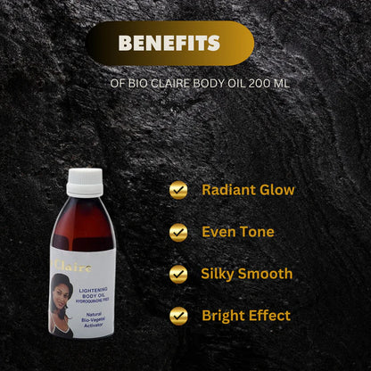 BIO CLAIRE LIGHTENING BODY OIL NATURAL BIO-VEGETAL ACTIVATOR 6.6oz/200ML Bottle - Kismet Beauty Brands