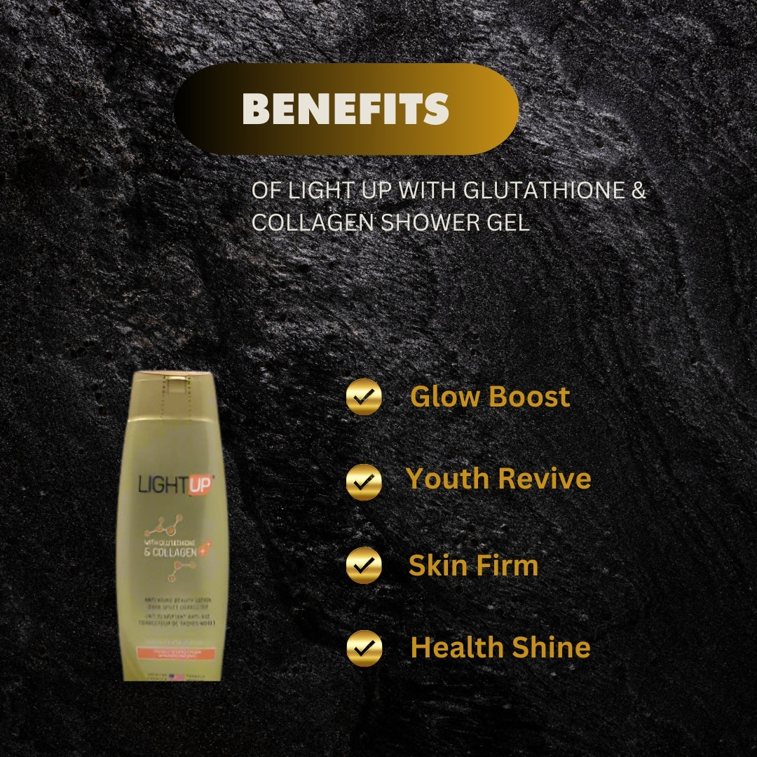 LIGHT UP(Gold / Glutathione) Anti Aging Shower Gel 13.5oz / 400ml