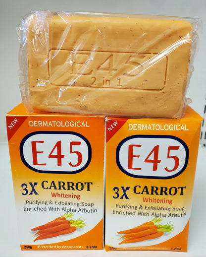 E45 3X CARROT WHITENING PURIFYING &amp; EXFOLIATING SOAP