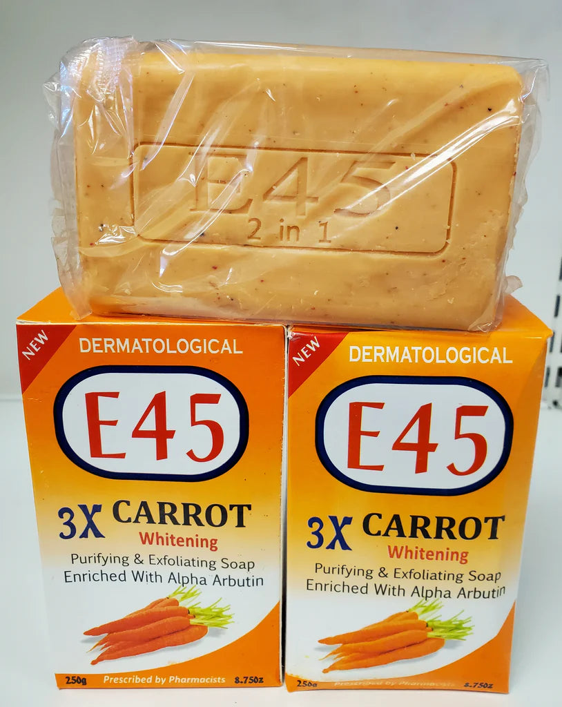 E45 3X CARROT WHITENING PURIFYING &amp; EXFOLIATING SOAP