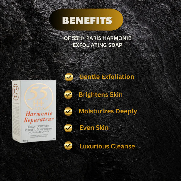 55H+ Paris Harmonie Exfoliating Lightening Soap 7 oz - Kismet Beauty Brands