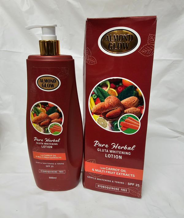 Almond Glow pure herbal gluta Body Milk with carrots oil fruite extract and sun protection spf 25