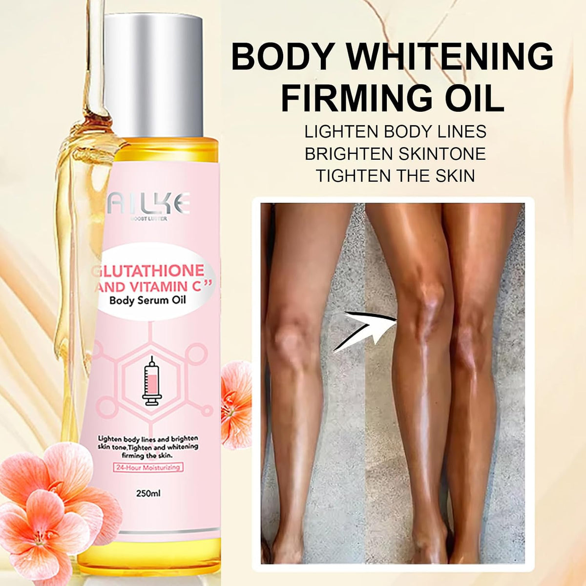 AILKE Skin Glowing 5-In-1 Range, With Glutathione, Vitamin C, Organic Shea Butter, Moisturizing, Smooth and Clean Skin, Increase Skin Radiance Gift Set