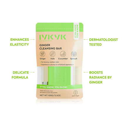 IYKYK By Makari Ginger Cleansing Bar – Moisturizing Bar Soap for Face with Ginger, Kale, Cucumber &amp; Spinach – Gentle Facial Soap with Shea Butter