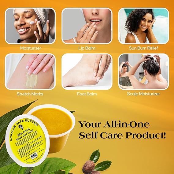 RA Cosmetics 100% Pure African Shea Butter, Golden - Unrefined, Raw African Luxury Moisture Miracle for Radiant Skin and Luscious Hair -BIG 16 oz Jar