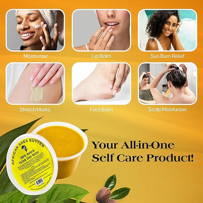 RA Cosmetics 100% Pure African Shea Butter, Golden - Unrefined, Raw African Luxury Moisture Miracle for Radiant Skin and Luscious Hair -BIG 16 oz Jar