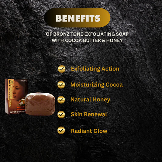 Bronz Tone Exfoliating Soap with Cocoa Butter & Honey 6.7 oz / 190g