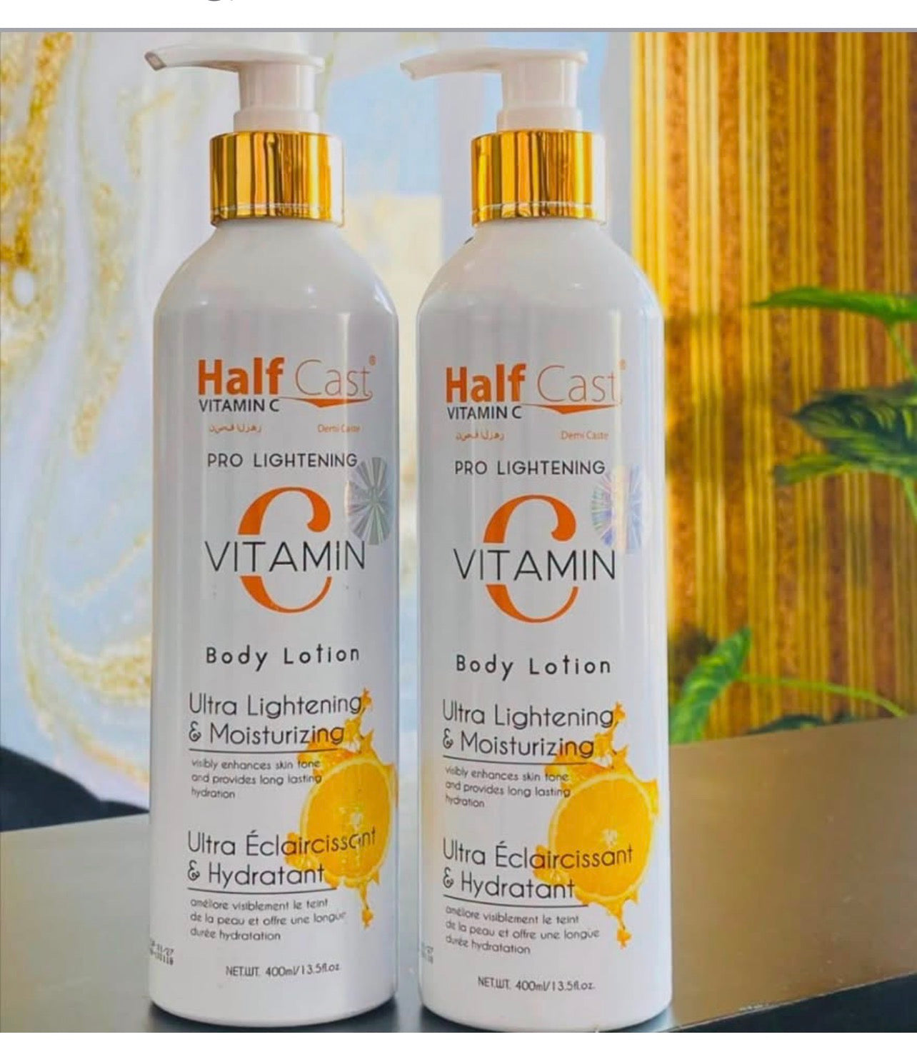Half Cast Vitamin C Body Lotion 400 ml / 13.5 fl oz x2 bottles