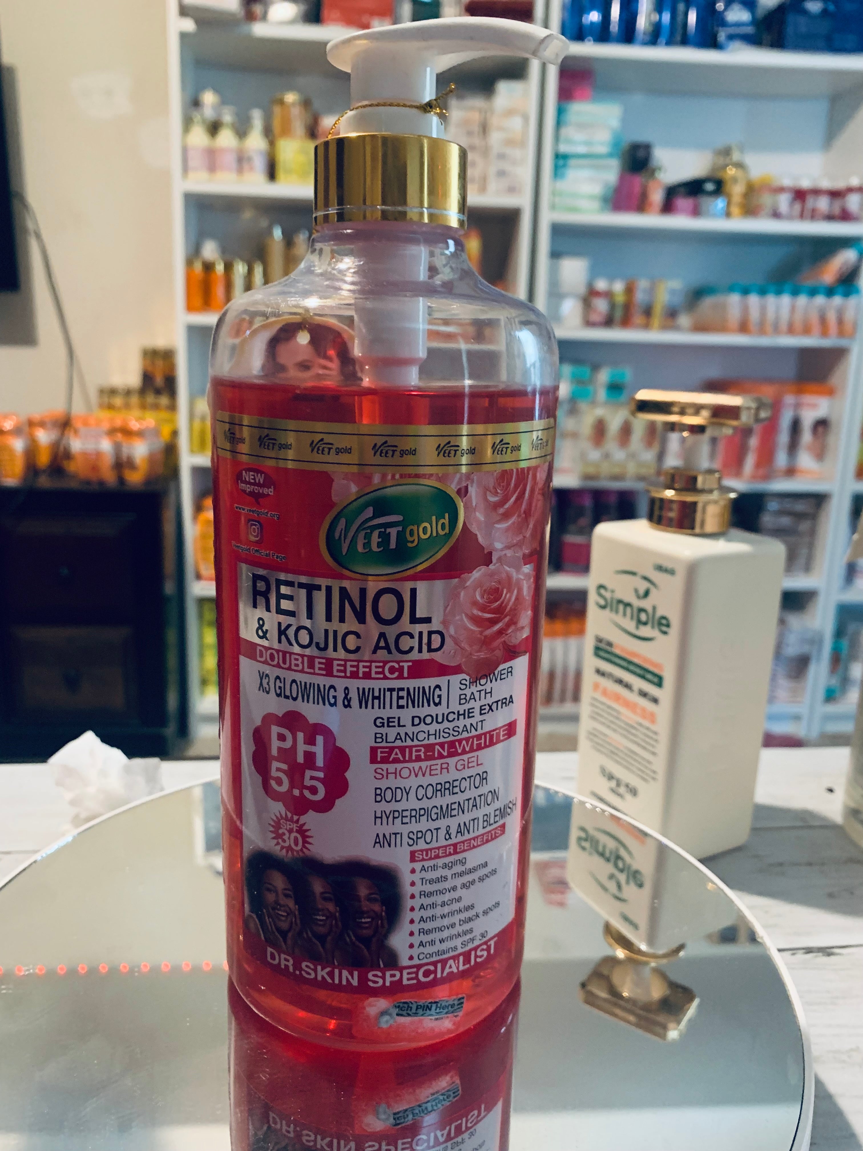 Veet Gold Retinol & Kojic Acid Double Effect Glowing & Whitening Shower Gel