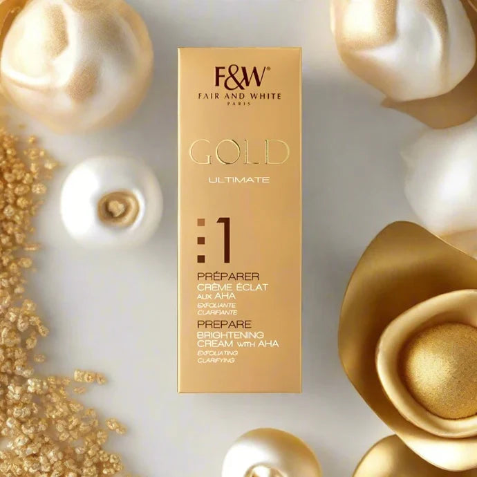 Fair & White Gold AHA Brightening Cream Step #1- Exfoliates and clarifies skin - 75ml / 2.54 oz
