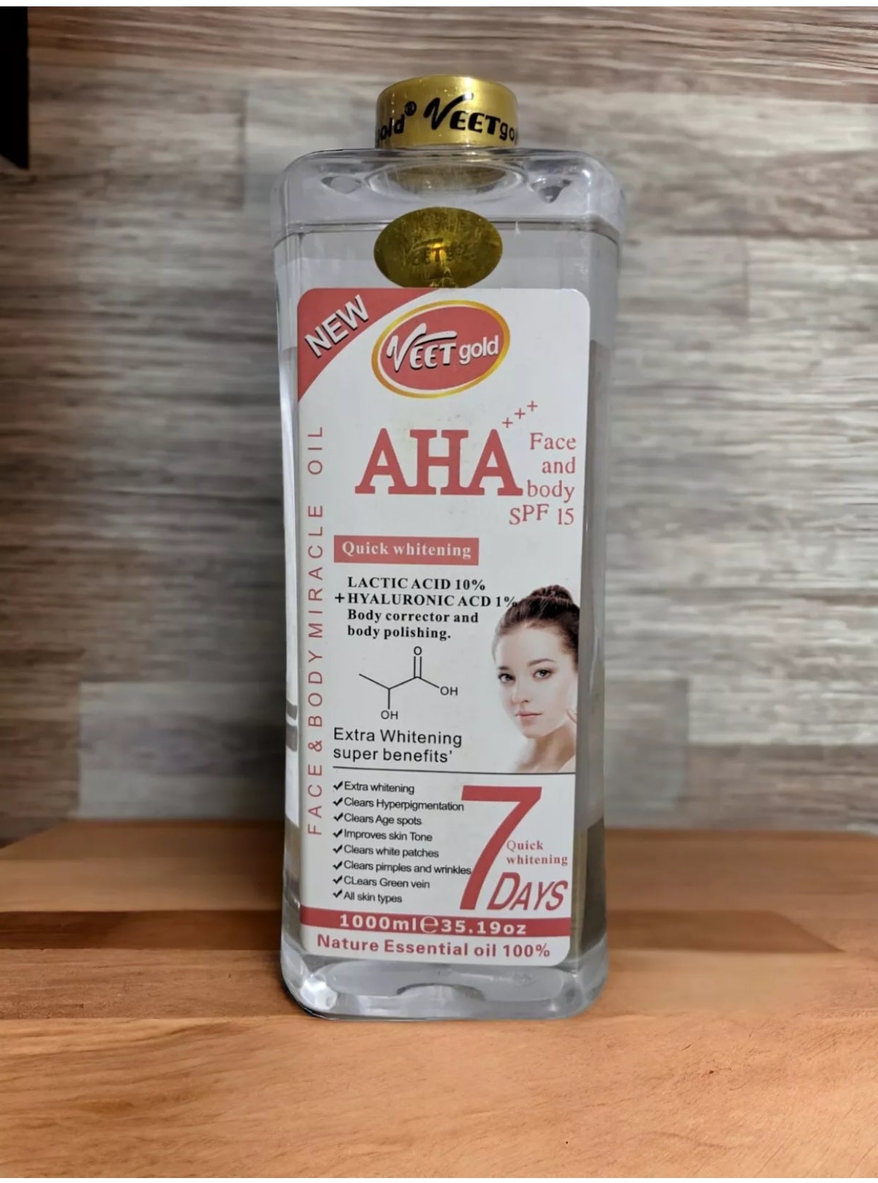 Veetgold AHA Face & Body SPF 15 Extra Whitening Oil 1000ML x1