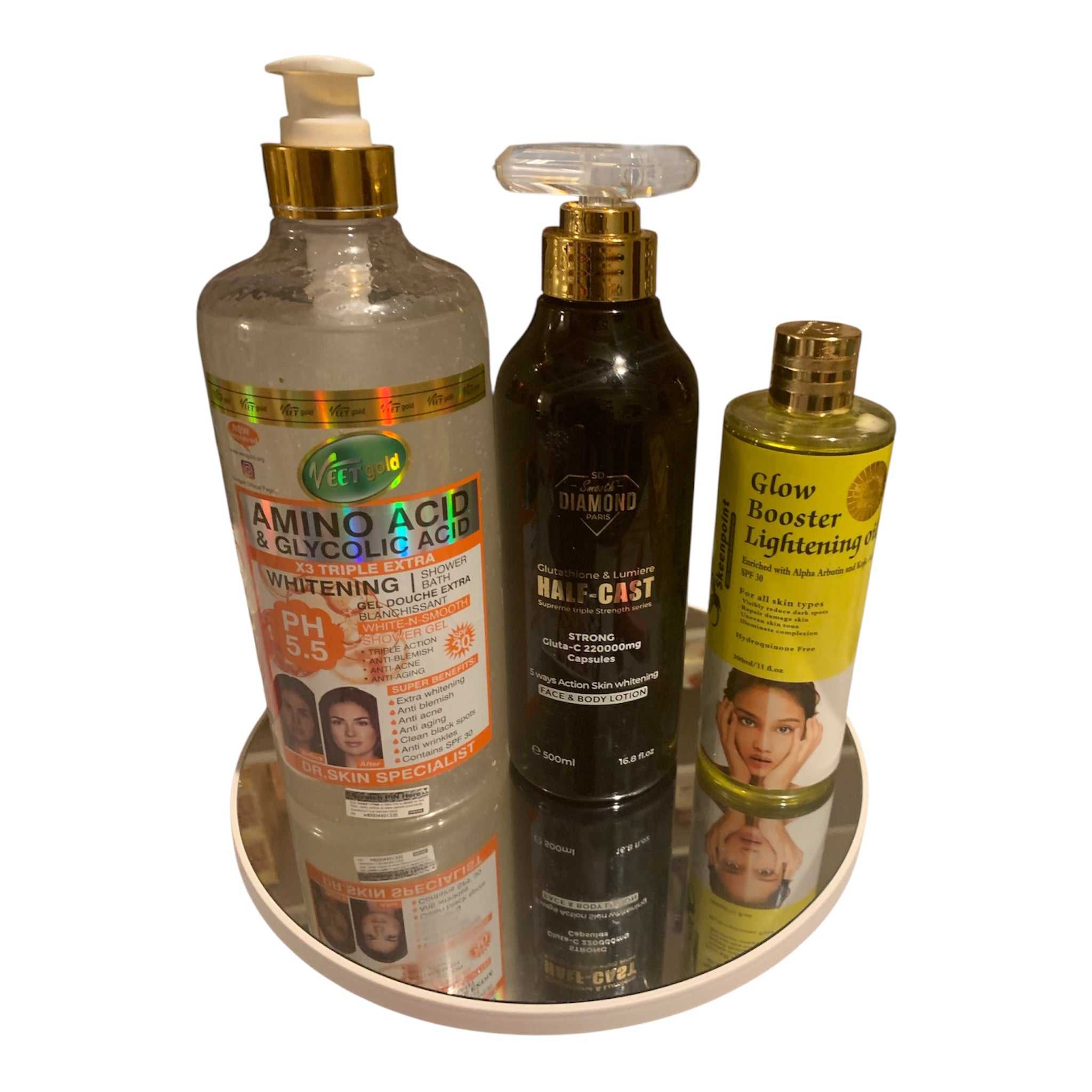 Veetgold 3-Piece Brightening Set – Whitening Shower Gel, Diamond Lotion & Half Cast Body Oil