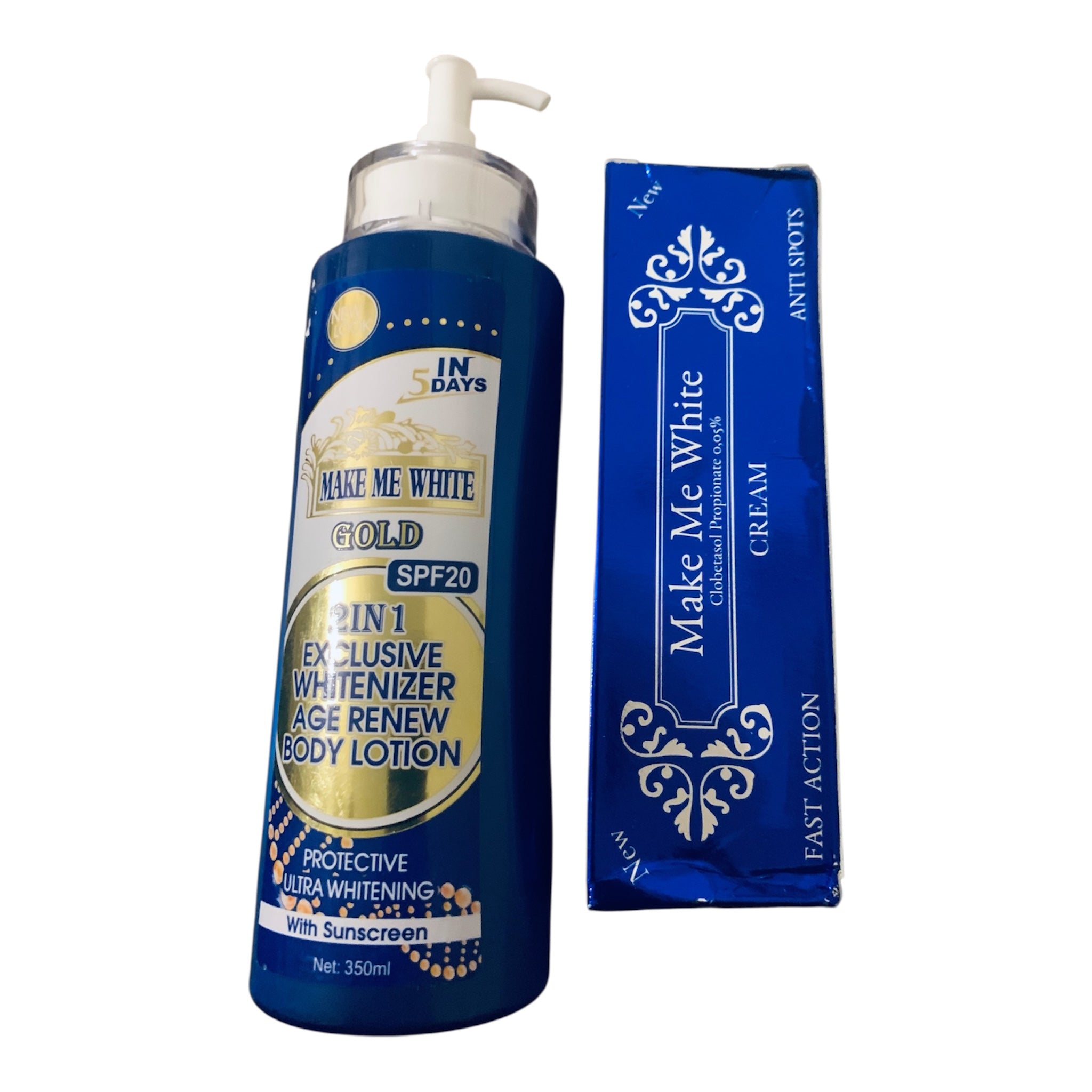 Make Me White Gold 2-in-1 Exclusive Whitenizer Age Renew Body Lotion & Cream 2PCS SET