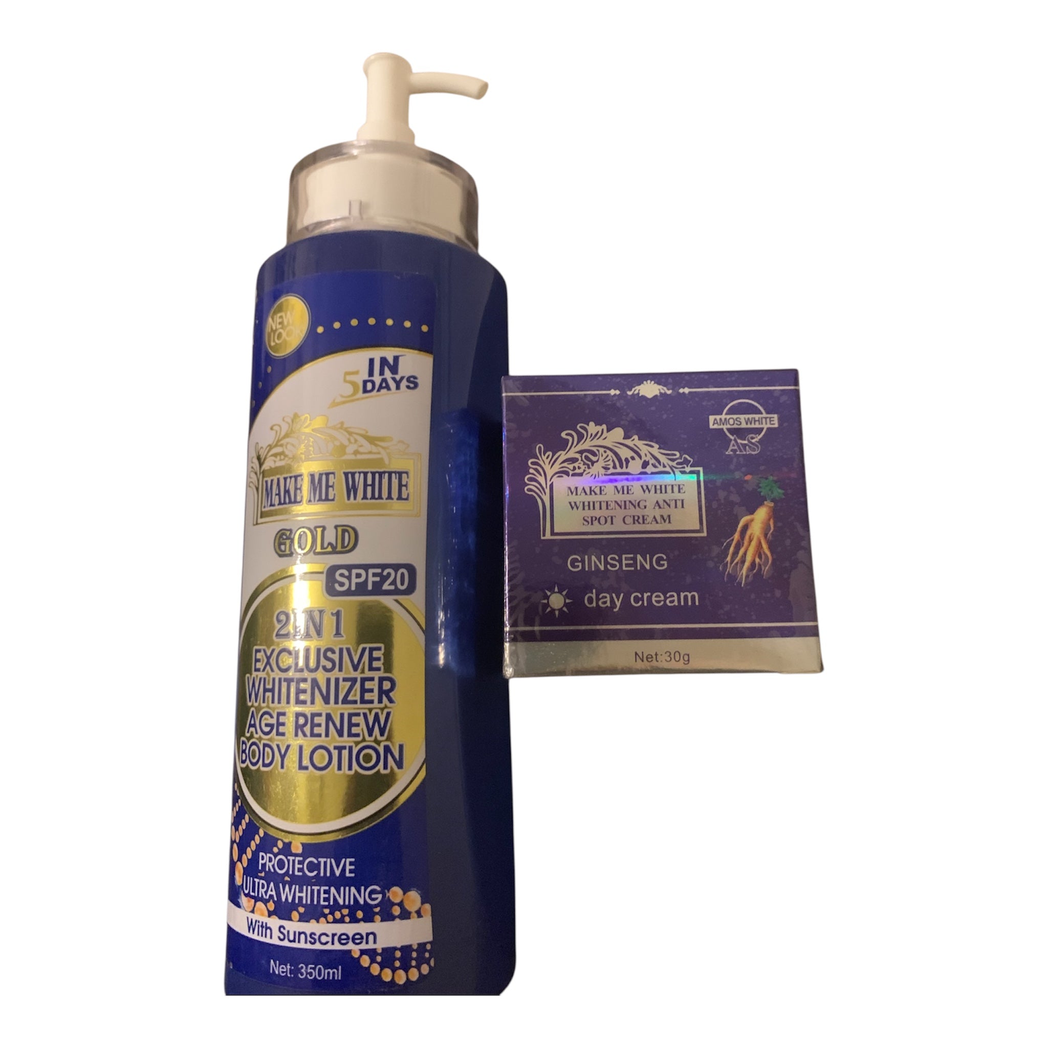 Make Me White Gold 2-in-1 Exclusive Whitenizer Age Renew Body Lotion &  Face Cream.