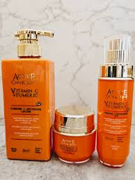 Active Caviar Drip Vitamin C & Turmeric Skin Care Set – Lotion, Oil & Face Cream (3 Pieces)