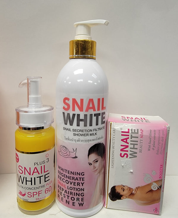 Snail White Whitening Body Lotion 500ml + Serum+ Shower Gel Snail white