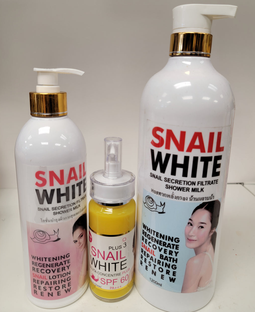 Snail White Whitening Body Lotion 500ml + Serum+ Shower Gel Snail white