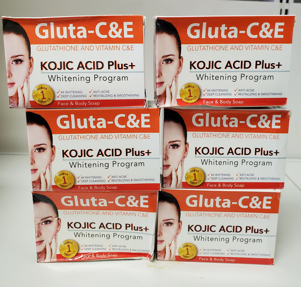 GLUTA C& E GLUTATHIONE AND VITAMIN C& E KOJIC ACID PLUS WHITENING SOAP (6 PACK)
