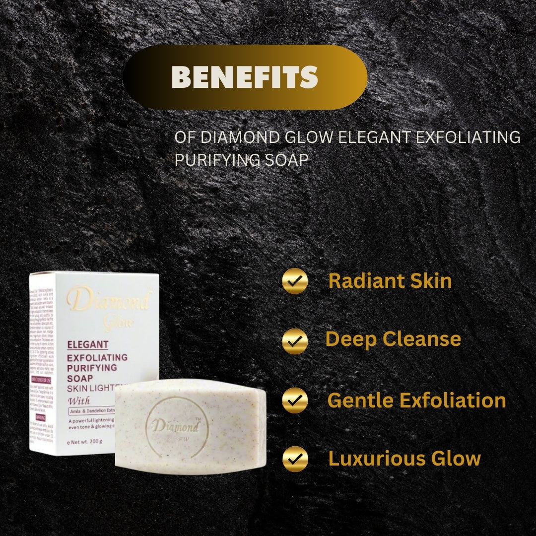 Diamond Glow Elegant Exfoliating Purifying Skin Lightening Soap (2 Pack)
