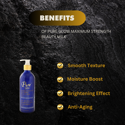 Pure Glow Maximum Strength Whitening Beauty Milk Lotion 16.8 oz / 500 ml