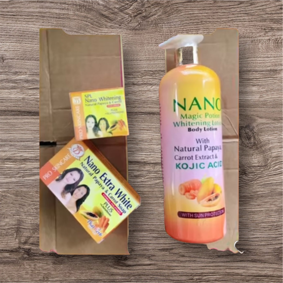 NANO MAGIC POTION WHITENING BODY LOTION + FACE CREAM+ SOAP