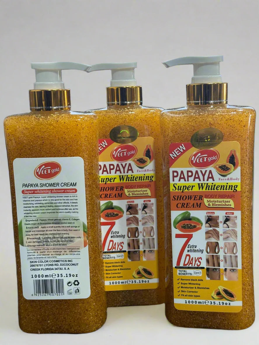 Veet Gold Papya Shower Gel Super Whitening Shower Cream 1000 ML 7 Days
