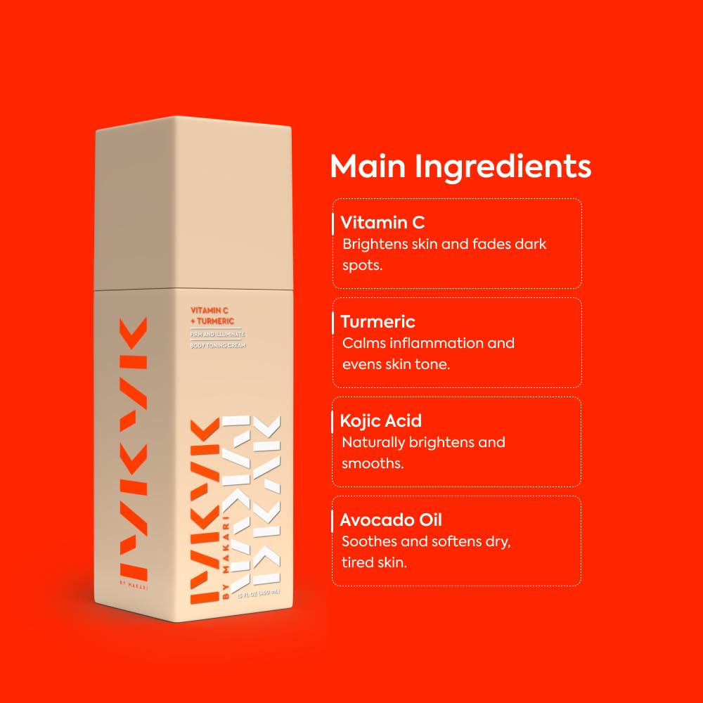 IYKYK By Makari Vitamin C + Turmeric Body Toning Cream, Lightweight Firming Body Lotion for Women, Reduces Appearance of Dark Spots for Radiant Skin