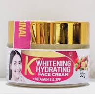 K whitening hydrating face cream with vitamin E, C, GLUTATHIONE , ALPHA ARBUTIN. STRONG WHITENING FACE CREAM, CLEARS SUNBURN & HYPERPIGMENTATION
