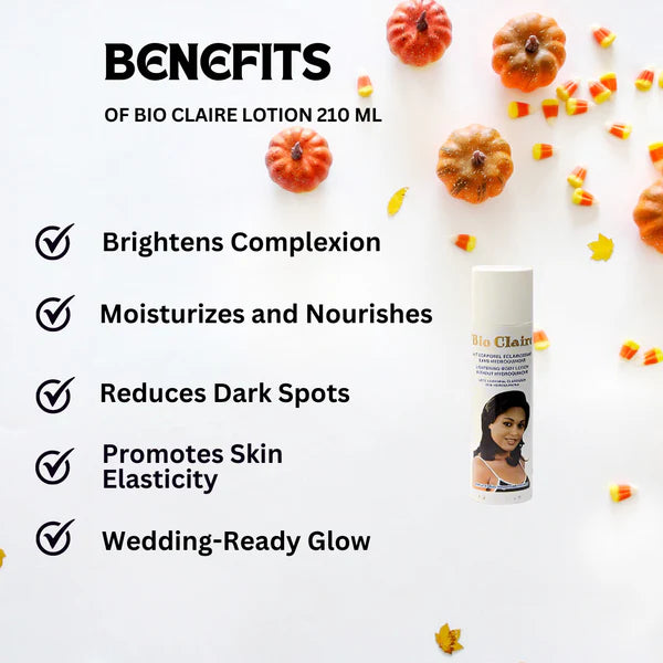 BIO CLAIRE LIGHTENING BODY LOTION + CREAM JAR + OIL + SOAP + CREME TUBE COMPLETE SET.