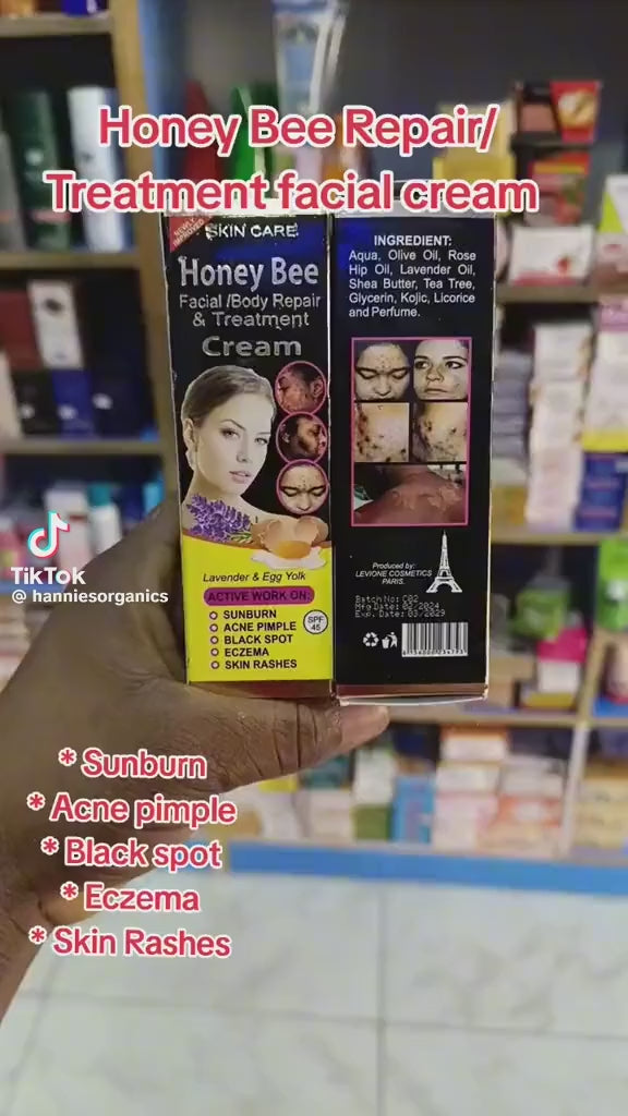 Honey bee with carrot extracts face &amp; body repair Treatment cream. Clears black spots, sunburn, acne pimples, eczema &amp; rash