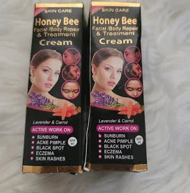 Honey bee with carrot extracts face &amp; body repair Treatment cream. Clears black spots, sunburn, acne pimples, eczema &amp; rash