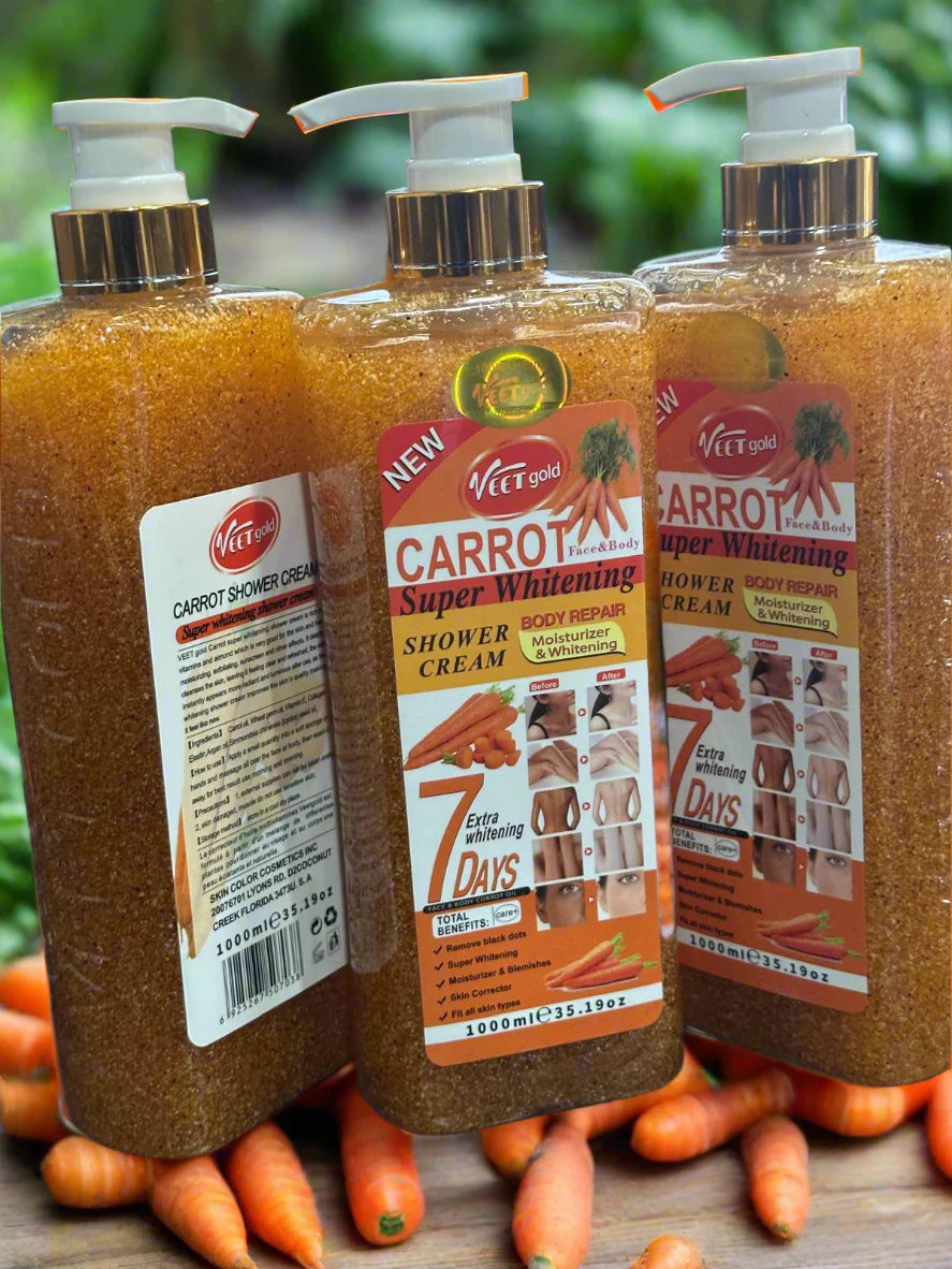 Veet Gold Carrot Shower Gel Super Whitening Shower Cream 1000 ML 7 Days