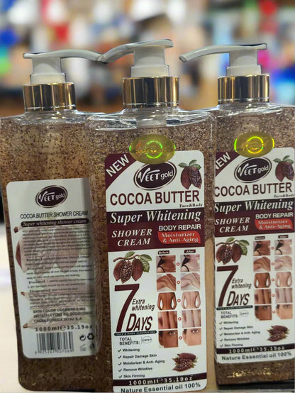 Veet Gold Cocoa Butter Shower Gel Super Whitening Shower Cream 1000 ML 7 Days