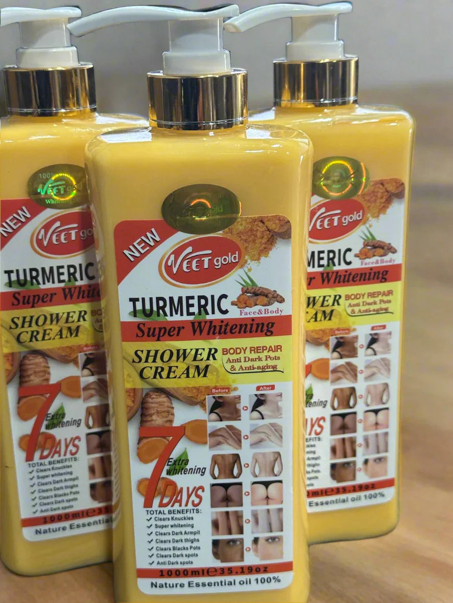 VEET gold TURMERIC Super Whitening Shower Cream 7 Days 35.19oz / 1000ml