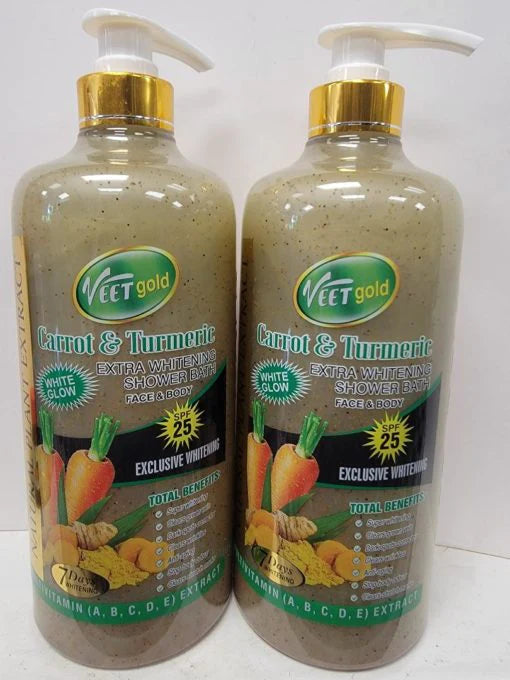 Veetgold carrot &amp; turmeric extra whitening shower gel 1000ML VEETGOLD