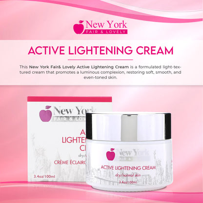 New York Fair &amp; Lovely Active Lightening Jar Cream 3.4oz / 100ml New York fair and lovely